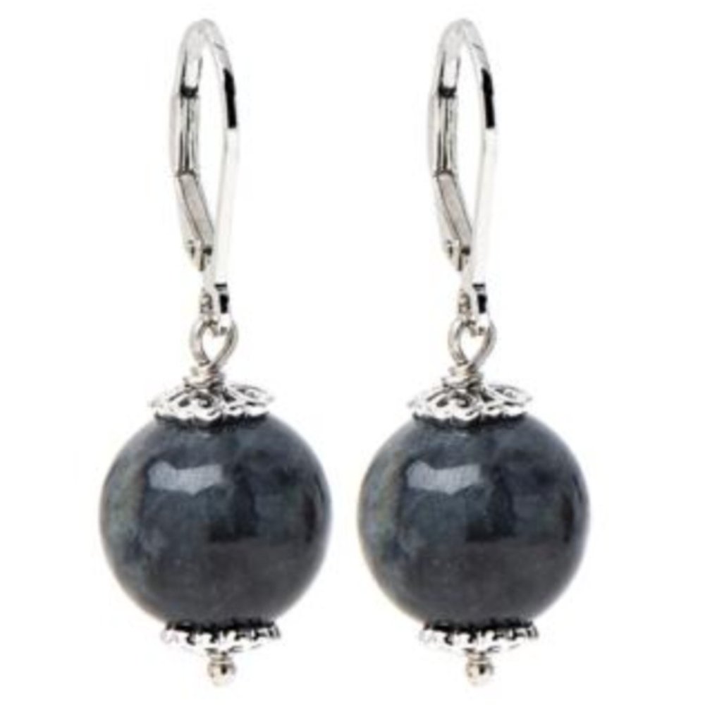 Sterling Silver Charcoal Drop Leverback Earrings
